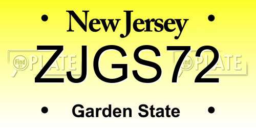 ZJGS72 New Jersey License Plate