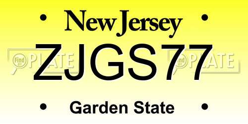 ZJGS77 New Jersey License Plate