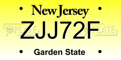 ZJJ72F New Jersey License Plate