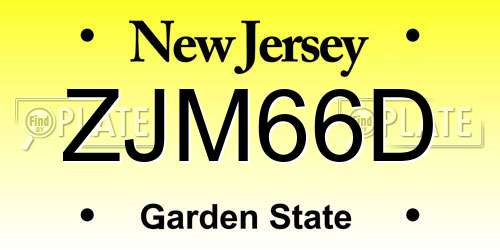 ZJM66D New Jersey License Plate