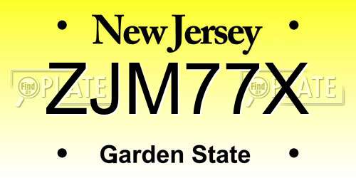 ZJM77X New Jersey License Plate