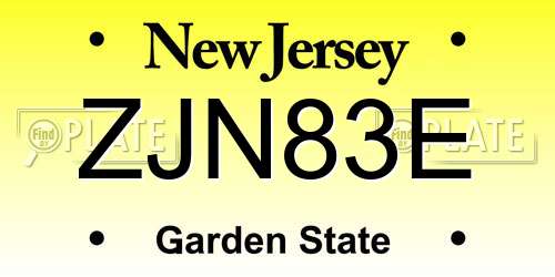 ZJN83E New Jersey License Plate