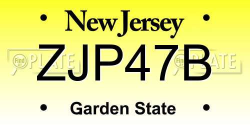 ZJP47B New Jersey License Plate