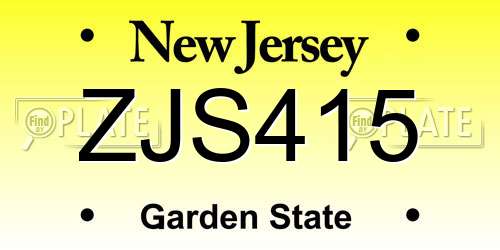 ZJS415 New Jersey License Plate