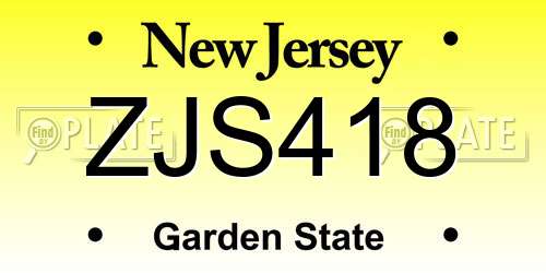 ZJS418 New Jersey License Plate