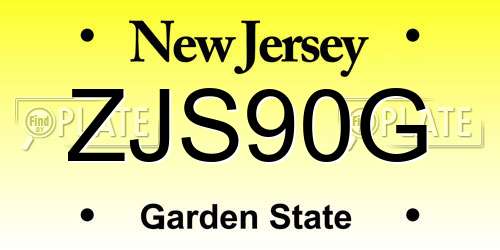 ZJS90G New Jersey License Plate