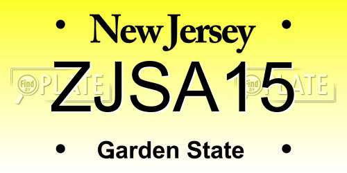 ZJSA15 New Jersey License Plate