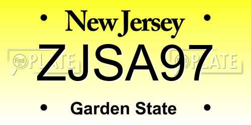 ZJSA97 New Jersey License Plate