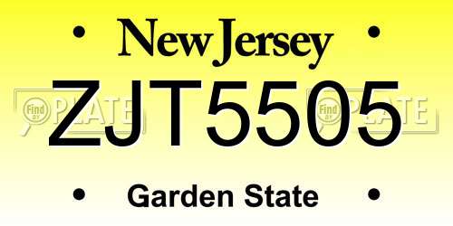 ZJT5505 New Jersey License Plate