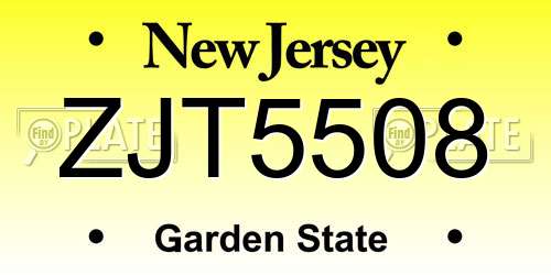 ZJT5508 New Jersey License Plate