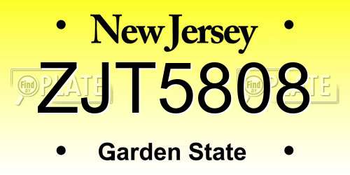 ZJT5808 New Jersey License Plate