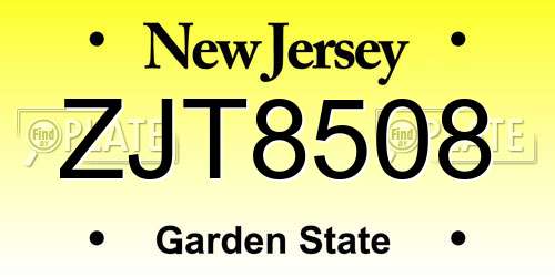 ZJT8508 New Jersey License Plate