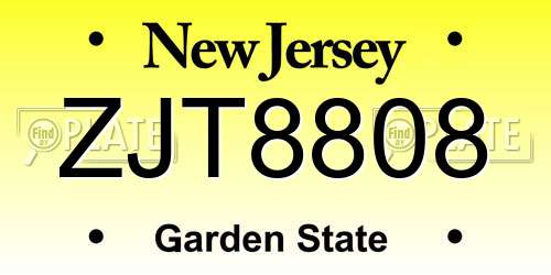 ZJT8808 New Jersey License Plate
