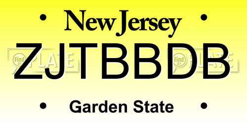 ZJTBBDB New Jersey License Plate