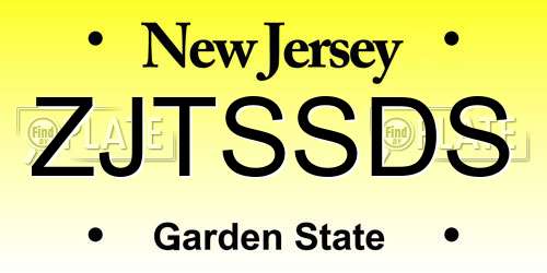 ZJTSSDS New Jersey License Plate