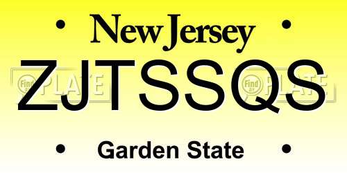 ZJTSSQS New Jersey License Plate