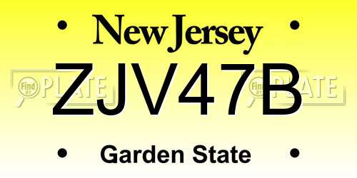 ZJV47B New Jersey License Plate