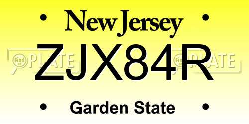 ZJX84R New Jersey License Plate