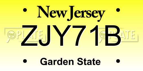 ZJY71B New Jersey License Plate