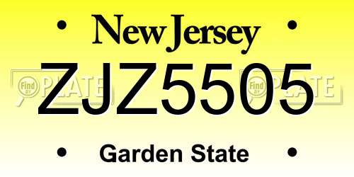 ZJZ5505 New Jersey License Plate