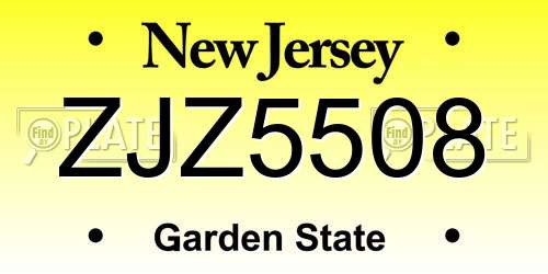 ZJZ5508 New Jersey License Plate