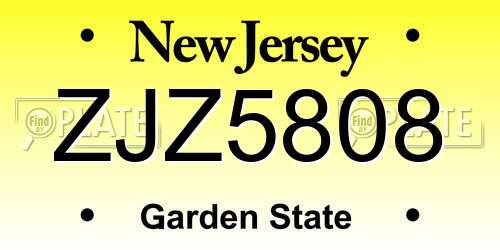 ZJZ5808 New Jersey License Plate