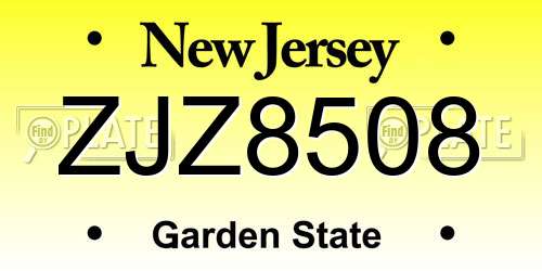 ZJZ8508 New Jersey License Plate