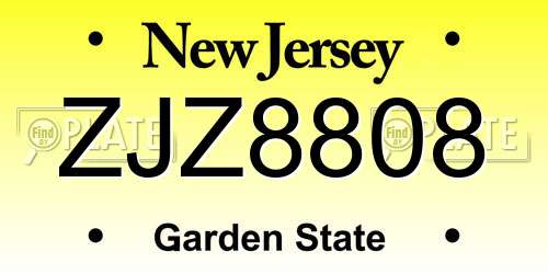 ZJZ8808 New Jersey License Plate