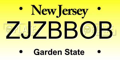 ZJZBBOB New Jersey License Plate