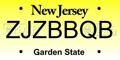 ZJZBBQB New Jersey License Plate