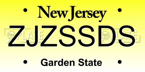 ZJZSSDS New Jersey License Plate
