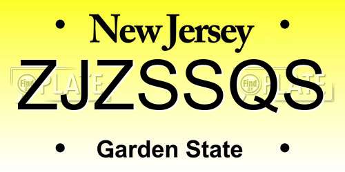 ZJZSSQS New Jersey License Plate