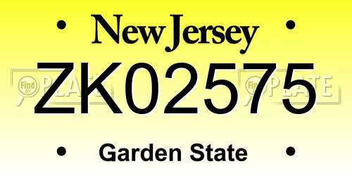 ZK02575 New Jersey License Plate