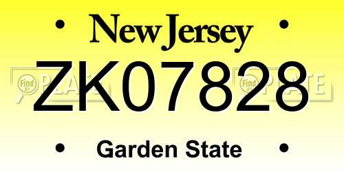ZK07828 New Jersey License Plate