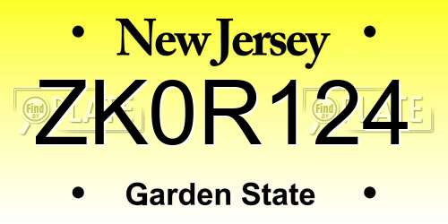 ZK0R124 New Jersey License Plate
