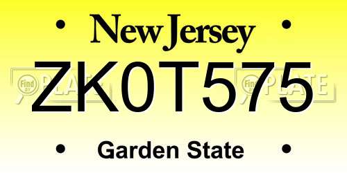 ZK0T575 New Jersey License Plate