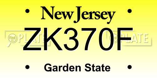 ZK370F New Jersey License Plate