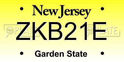 ZKB21E New Jersey License Plate