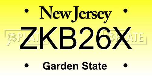 ZKB26X New Jersey License Plate