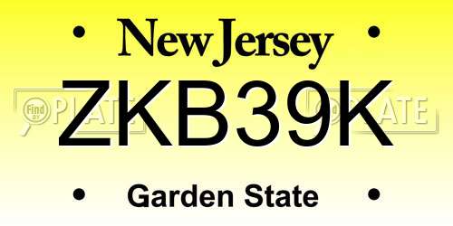 ZKB39K New Jersey License Plate