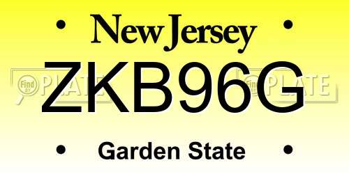 ZKB96G New Jersey License Plate