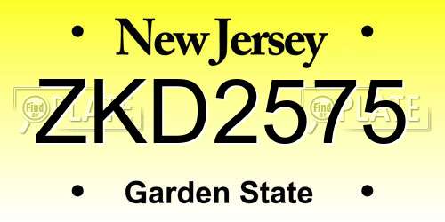 ZKD2575 New Jersey License Plate