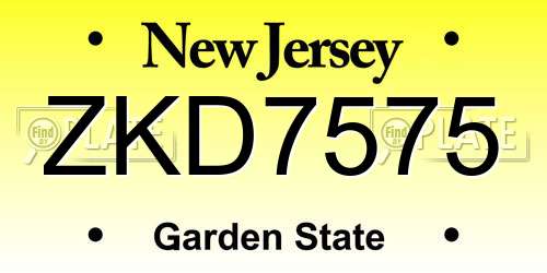 ZKD7575 New Jersey License Plate