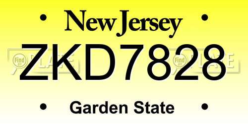 ZKD7828 New Jersey License Plate
