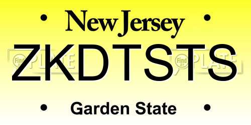 ZKDTSTS New Jersey License Plate