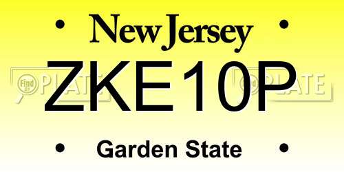 ZKE10P New Jersey License Plate