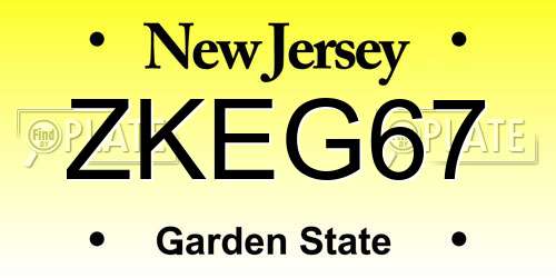 ZKEG67 New Jersey License Plate