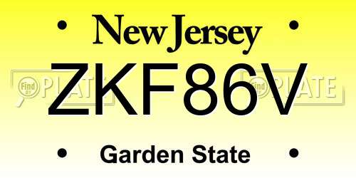 ZKF86V New Jersey License Plate
