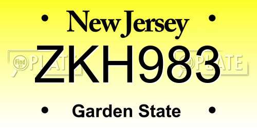 ZKH983 New Jersey License Plate
