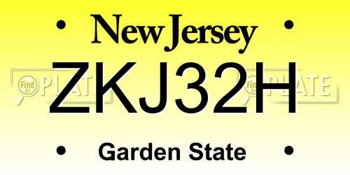 ZKJ32H New Jersey License Plate
